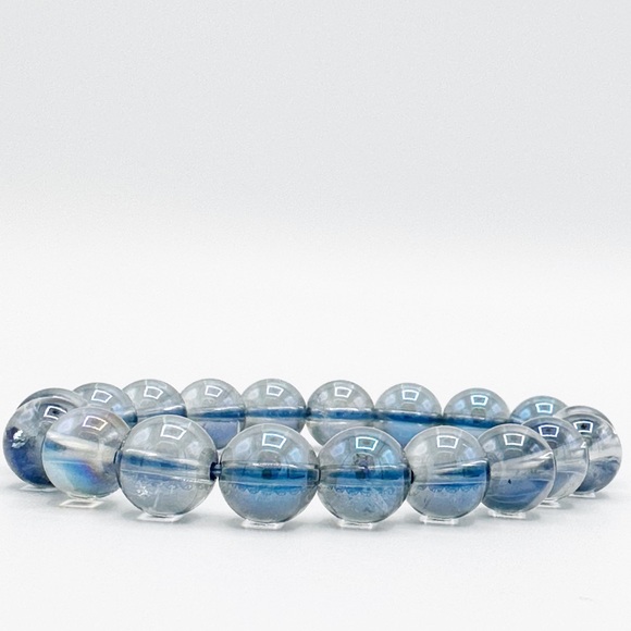 Hand Crafted Jewelry - Aqua Aura Quartz Crystal Bead Stretch Bracelet for Serene Radiance!